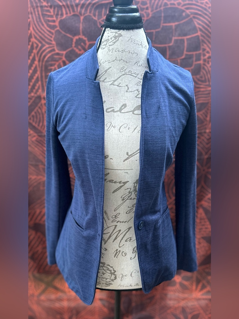 Banana‎ Republic Navy Open-Front Stretchy Knit Blazer